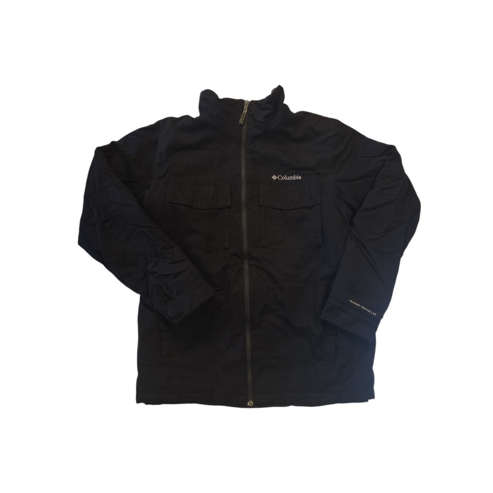 Columbia Omni-Shield Jacket Mens M Black Fleece Lined Insulated Utility Coat